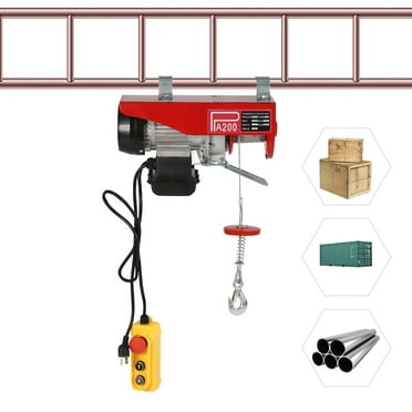 Electric Hoist Crane Winch - 440lbs Capacity - 110V With Wired Remote - 480W Motor
