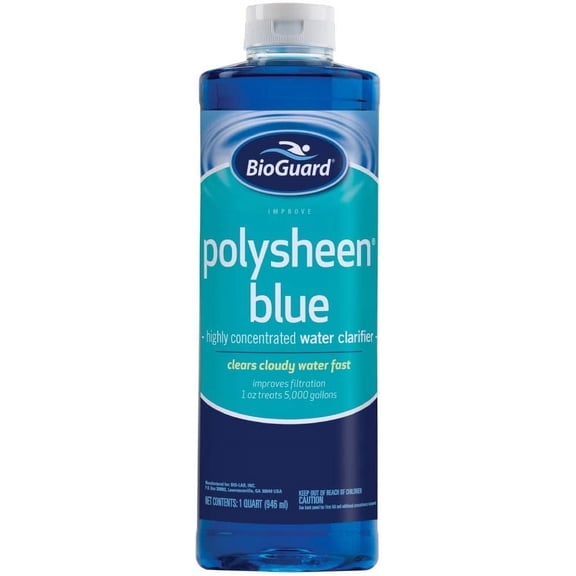 Polysheen Blue Clarifier - 1 Quart, Fast-Acting Formula & Highly Concentrated Water Clarifier, Effective for All Swimming Pool and Filter Types