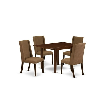 East West Furniture Norden 5-piece Wood Dining Room Set in Mahogany