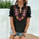 thumbnail image 2 of Vestidos Casuales Para Mujer, Blusas De Mujer De Moda Suéter de manga corta con cuello en V y bordado de lino sintético para mujer, top de moda, 2 of 6