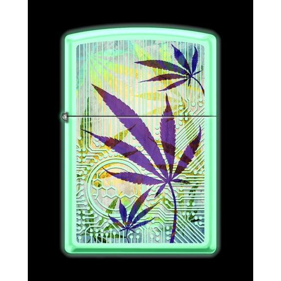 Zippo Lighter - Personalized Custom Message Engraved on Back for Leaf Designs Windproof Zippo Lighter (Glow in Dark Z5542)