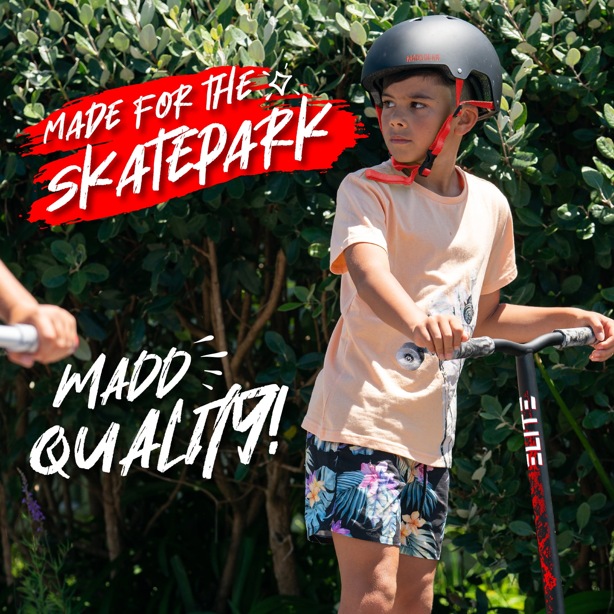 Kids & Teens Pro Stunt Scooter Ages 8–13 – Beginner Freestyle Trick Scooter, 32" Fixed Height, 110 mm Alloy Core Wheels, Black/Red – Madd Gear Carve Elite, For Ages 8 Years and Up