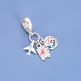 thumbnail image 2 of 925 Sterling Silver Airplane, Luggage Globe Travel Triple Dangle Charm for Bracelet Charms Bangle Pendant Jewelry, 2 of 3