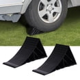 thumbnail image 1 of Chock de roue noire robuste, 2pcs Wheel Stopper PE Easy Installation Anti Slip for Car Travel Roule RV Truck ATV, 1 of 7