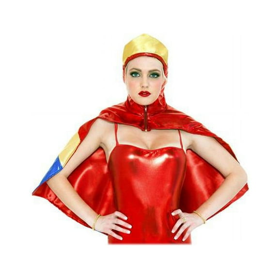 Music Legs 70679-RED-GOLD Metallic Zip Up Cape with Crown Cape, Red & Gold