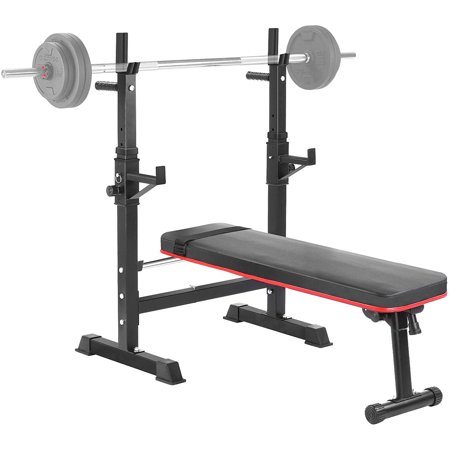 HEMBOR Weight Bench Adjustable Folding Fitness Barbell Press Set, 440lbs