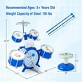thumbnail image 3 of Costway Kids Drum Set Educational Percussion Musical Instrument Toy with Bass Drum, 3 of 10