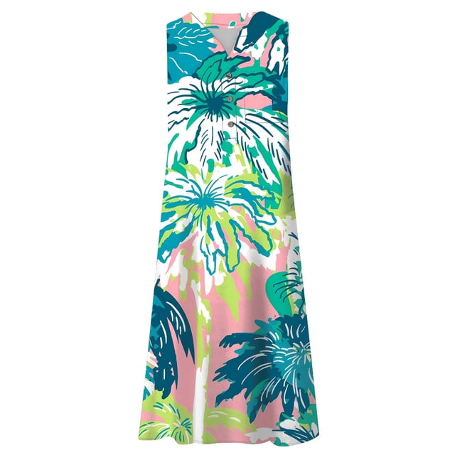 TSADFHJI Jupes Mode Femme Imprimé Numérique Poche Col en V Robe Décontractée Ample S Vert Menthe