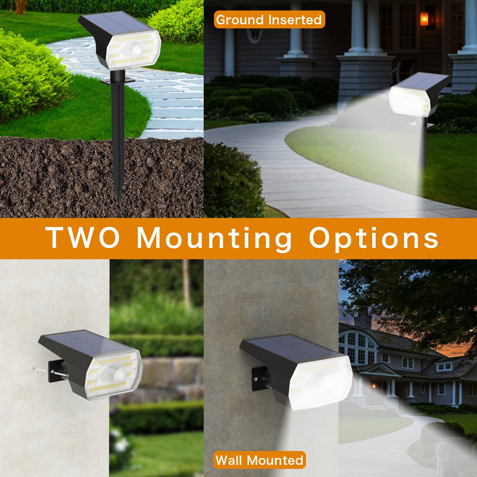 CHARKEE Outdoor Solar Lights,60 LED/3 Modes PRI Solar Powered Spot Lights for Yard Garden Path