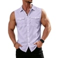 thumbnail image 2 of Mens Sleeveless Durable Button Down Shirts with Two Chest Pockets XL, 2 of 8