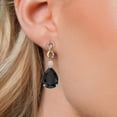 thumbnail image 3 of Gem Stone King 925 Silver and 10K Yellow Gold Black Onyx White Moissanite and White Lab Grown Diamond Earrings for Women | 26.92 Cttw | Gemstone December Birthstone | Pear Shape 18X13MM, 3 of 6