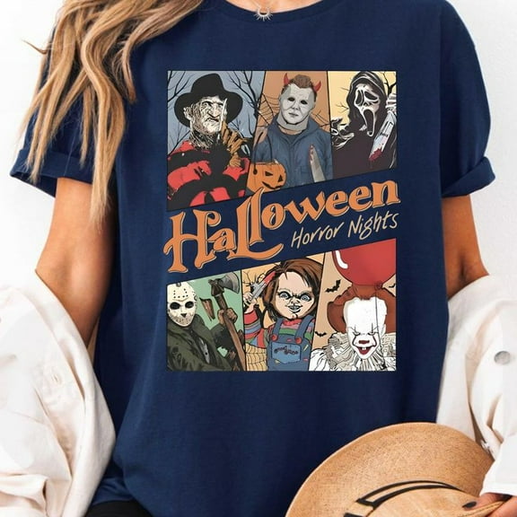 Horror Characters Movie Shirt, Horror Movie Fans Shirt Men's And Women's Graphic Tee 100% Cotton by TBun, Full Sizes S-5XL