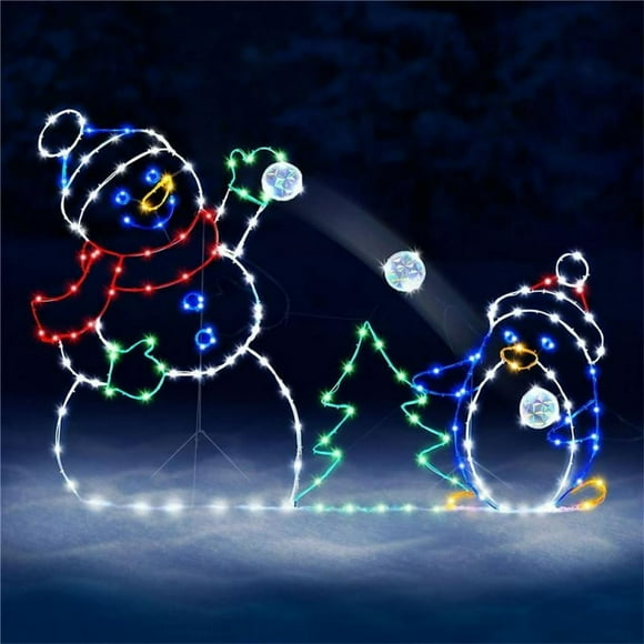 Christmas Decorations Active Light String Frame Decor Holiday Party Christmas Outdoor Garden Snow Glowing Decorative Sign Animated Snowball Light String Frame