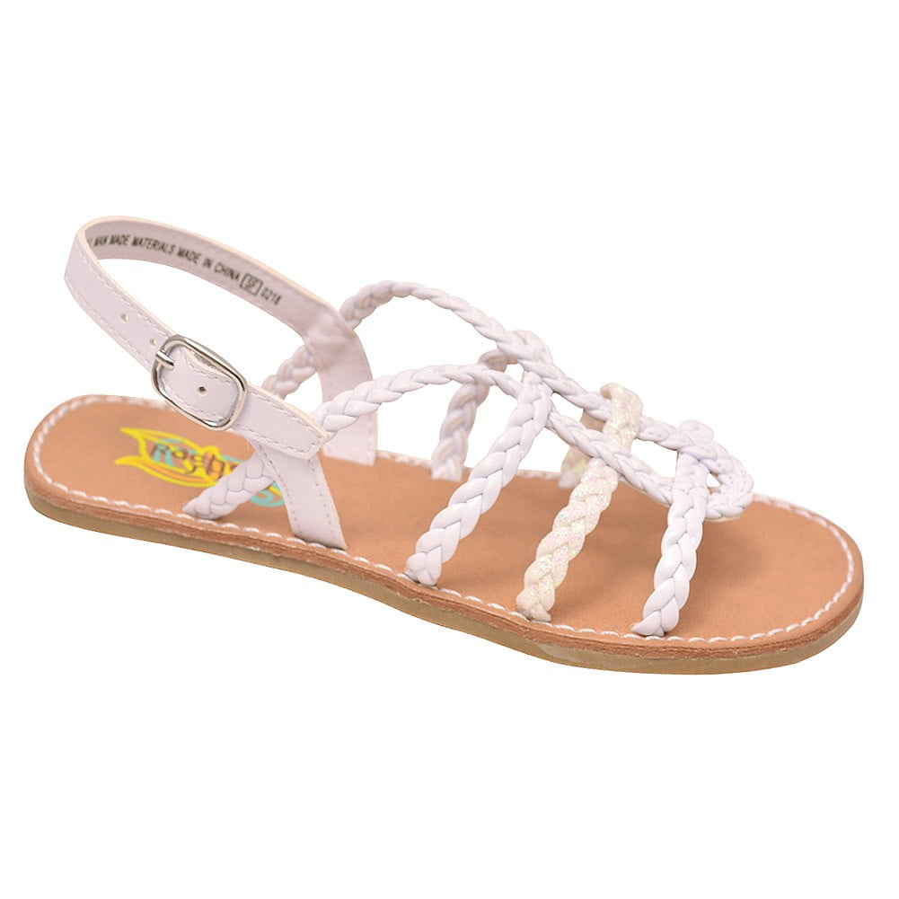 Rachel Shoes Rachel Shoes Little Girls White Braided Strap Buckled