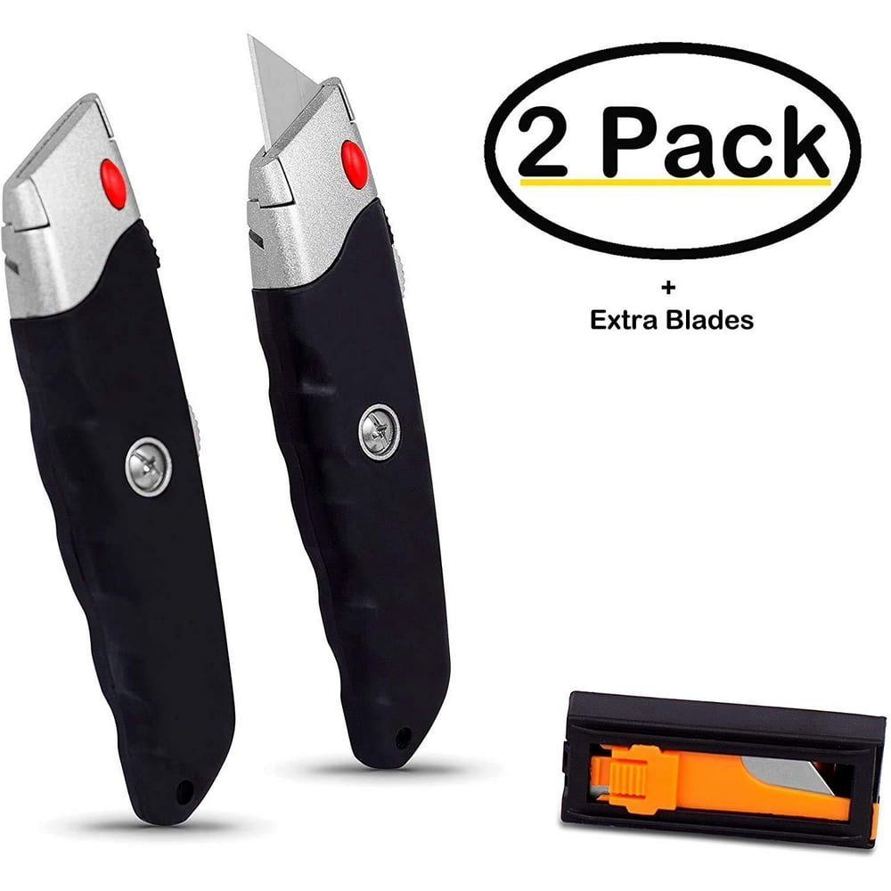 Best Premium Utility Knife Set of 2 Retractable Razor Knife Set Extra Blade