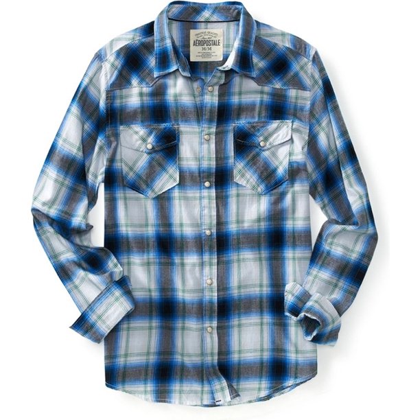 Camisa con Botones a cuadros de franela Aeropostale para hombre color blanco grande