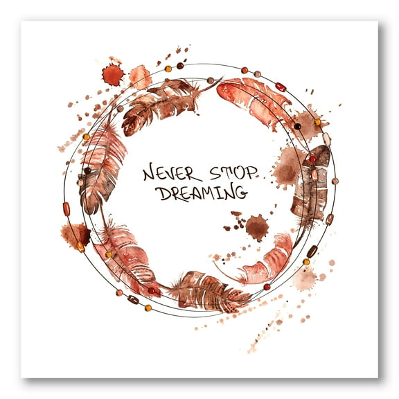 Impression Of Bird Feathers Wreath 30 in x 30 in Painting Canvas Art Print, by Designart