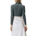 thumbnail image 4 of INSPIRE CHIC Women's Long Sleeve Open Front Velvet Cropped Bolero Shrug L Dark Grey, 4 of 7