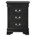 thumbnail image 3 of Maklaine Contemporary Wood Veneers 3 Dovetailed Drawers Nightstand in Black, 3 of 5