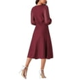 thumbnail image 3 of INSPIRE CHIC Women's Mesh Puff Long Sleeve Dress Crewneck Pleated Ribbed Knit Midi Dress Casual Sweater Dresses, 3 of 5