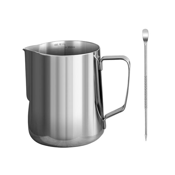 Milk Frothing Pitcher 12 OZ Steamer Jug 304 Stainless Steel Pitcher Espresso Steaming Pitcher