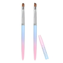 Trianu Nail Art Clean Up Brushes, 2Pcs Painting Brushes for Nails with Round & Angled Head Pen Painting Tools for Nail Art Design & Polish Mistake Cleaning