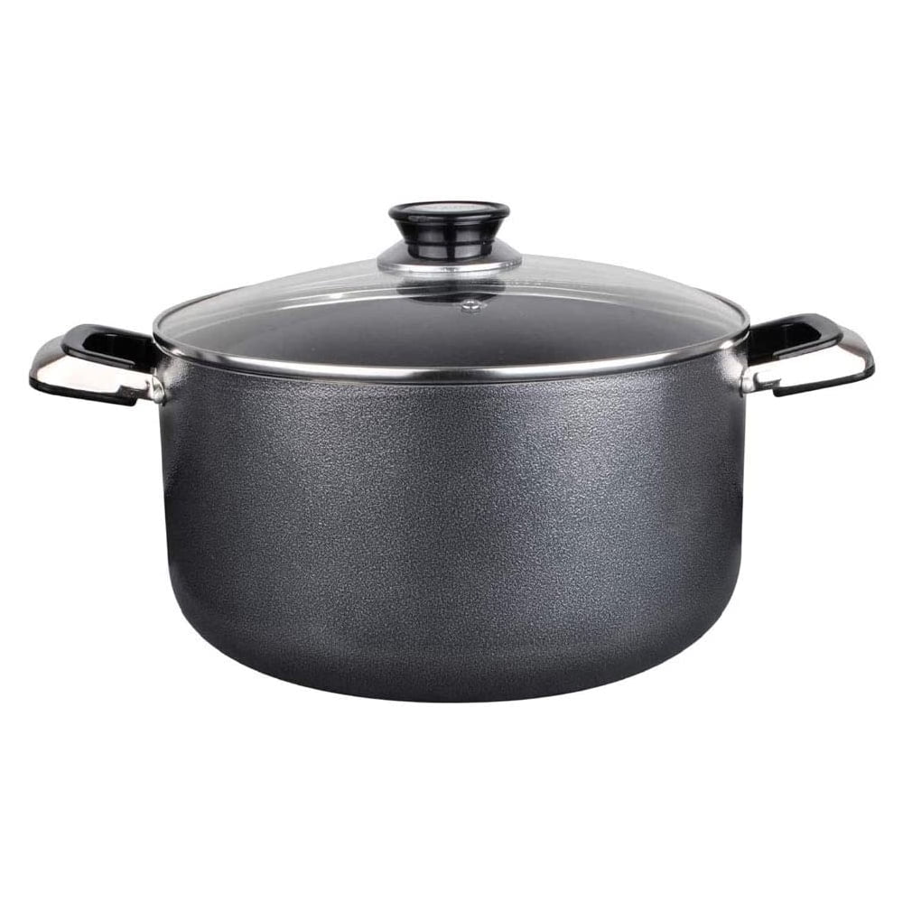 Alpine Cuisine Aluminum NonStick Dutch Oven Pot with Glass Lid, 3 Quart (Gray)