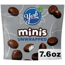 YORK Minis Unwrapped Dark Chocolate Peppermint Patties, Candy Bag, 7.6 oz