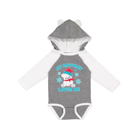 

Inktastic Polar Bear My Mawmaw Loves Me in Santa Hat with Snowflakes Gift Baby Boy or Baby Girl Long Sleeve Bodysuit