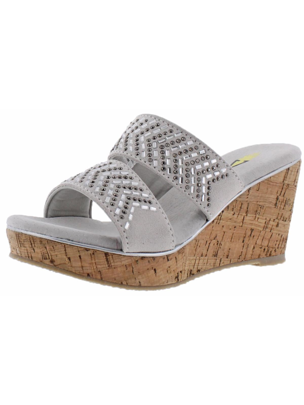 Volatile Womens Jorie Leather Embellished Wedge Sandals