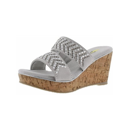 Volatile Womens Jorie Leather Embellished Wedge Sandals