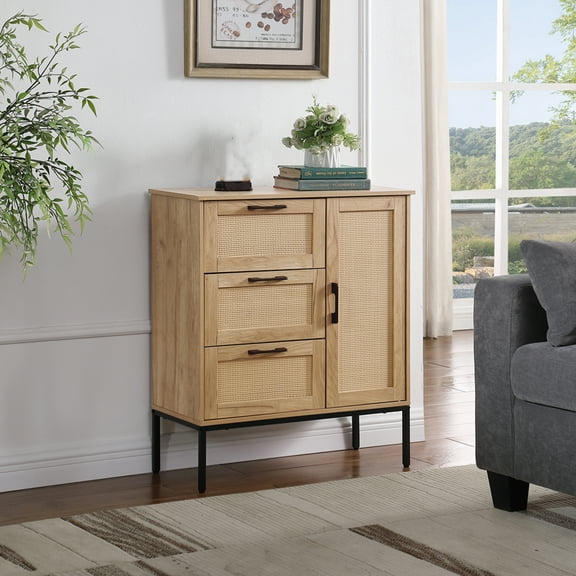 Nmkwnr 1 Door Wood Storage Cabinet with 3 Drawers and Shelves, Perfect for Living Room, Dining Rooms