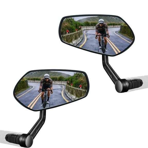 Homieway Bike Mirror for Handlebar,2 pcs Bar End Bicycle Mirror,Anti-glare Glass Lens,HD 360°Adjusted Bike Rear View Mirror for E-bike,Mountainbikes, Bicycle,Scooter,(Left Right)