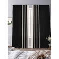 thumbnail image 4 of Black Beige Striped Semi Sheer Curtains 108 Inch Length 2 Panels Set, Modern Farmhouse Retro Lines Sheer Kitchen Curtain Privacy Voile Window Curtain for Living Room Bedroom Rod Pocket Drapes, 4 of 7