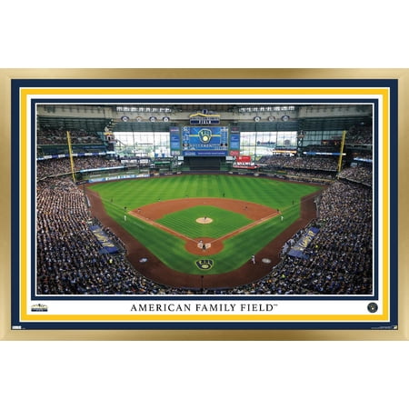 MLB Milwaukee Brewers – American Family Field 22 Wall Poster 22.375 x 34 Framed