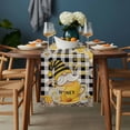 thumbnail image 2 of Yellow Gnomes Table Runner - 108 Inch Long, Kitchen Dining Table Runner Dresser Scarves, Vintage Buffalo Plaid Black Bee Daisy Farmhouse Decor for Coffee Tables Wedding Party Banquet, 2 of 8
