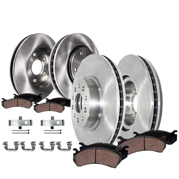 Detroit Axle - 8pc Brake Kit for 2016-2019 Chevrolet Camaro Disc Brake Rotors Ceramic Brakes Pads with Hardware 2017 2018 Replacement : 13.58" inch Front and 12.40" inch Rear Rotors