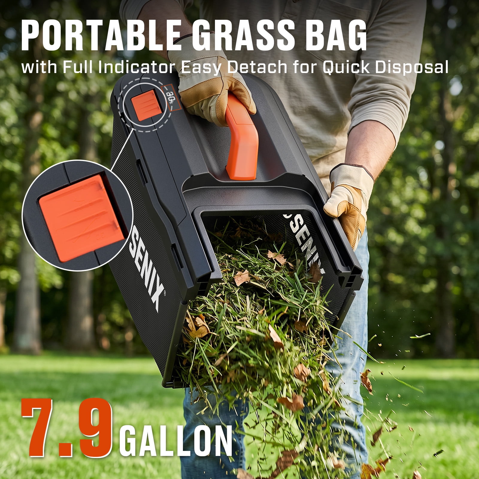 SENIX 20V Cordless Push Lawn Mower with Carry Handle, 13-Inch Cutting 14-inch Deck, 2-in-1 Mulching & Bagging, Single 5-Position Height Adjustment (1x 4.0Ah Battery & Charger Included)