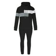 thumbnail image 3 of Timoontee Men's Color Block Tracksuit Casual Soft Comfy Hoodies Long Sleeve Pullover Sweatshirts with Drawstring Elastic Waist Joggers 2 Piece Set Black M, 3 of 8