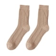 thumbnail image 5 of Dujiujun 1 Pair Women Socks Mid-tube No Odor Solid Color Twisted Flower High Elasticity Anti-slip Breathable Soft Sweat-absorption Anti-shrink Sports Cotton Piled Socks, 5 of 8
