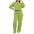 thumbnail image 2 of gbyLJF Womens Sweatsuits Round Neck Sweatshirt and Sweatpants 2 Piece Casual Suit Long Sleeve Athletic Outfits, 2 of 7