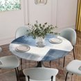 thumbnail image 5 of Navy Blue Grey Ombre Round Tablecloth for 45-54 Inch Tables, Fitted Table Cover with Elastic Edge, Modern Oil Painting Abstract Waterproof Outdoor Table Cloth Protector for Patio Garden Dinner Picnic, 5 of 9