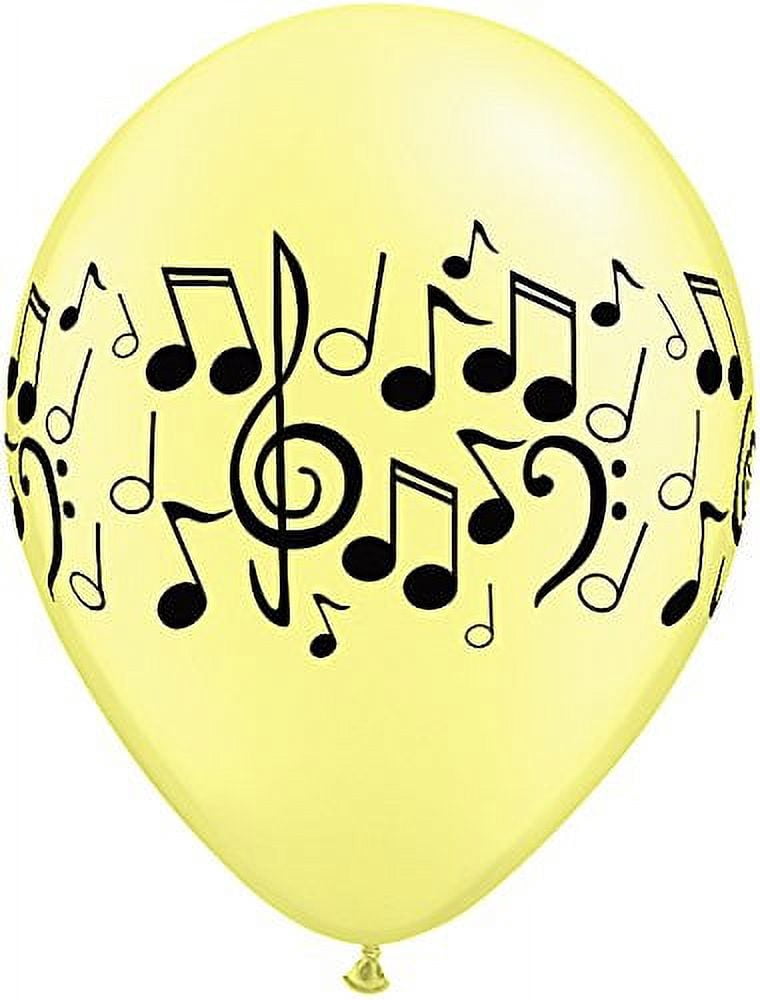 11 inch Qualatex Neon Music Notes Wrap Latex Balloons (50 Pack) - Party Supplies Decorations