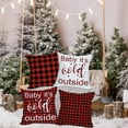 thumbnail image 3 of Christmas Outdoor Waterproof Pillow Covers 18x18 Inch Set of 4 Red and Black Buffalo Plaid Throw Pillow Covers Baby It''s Cold Outside Winter Holiday Decor Pillow Cases for Patio Garden, 3 of 5