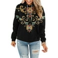 thumbnail image 2 of Jinhomg Womens Retro Sweatshirt Western Aztec Ethnic Style Hoodies Casual Geometric Printed Long Sleeve Hooded Sweatshirt with Kangaroo Pocket Summer Saving Black XXL, 2 of 5