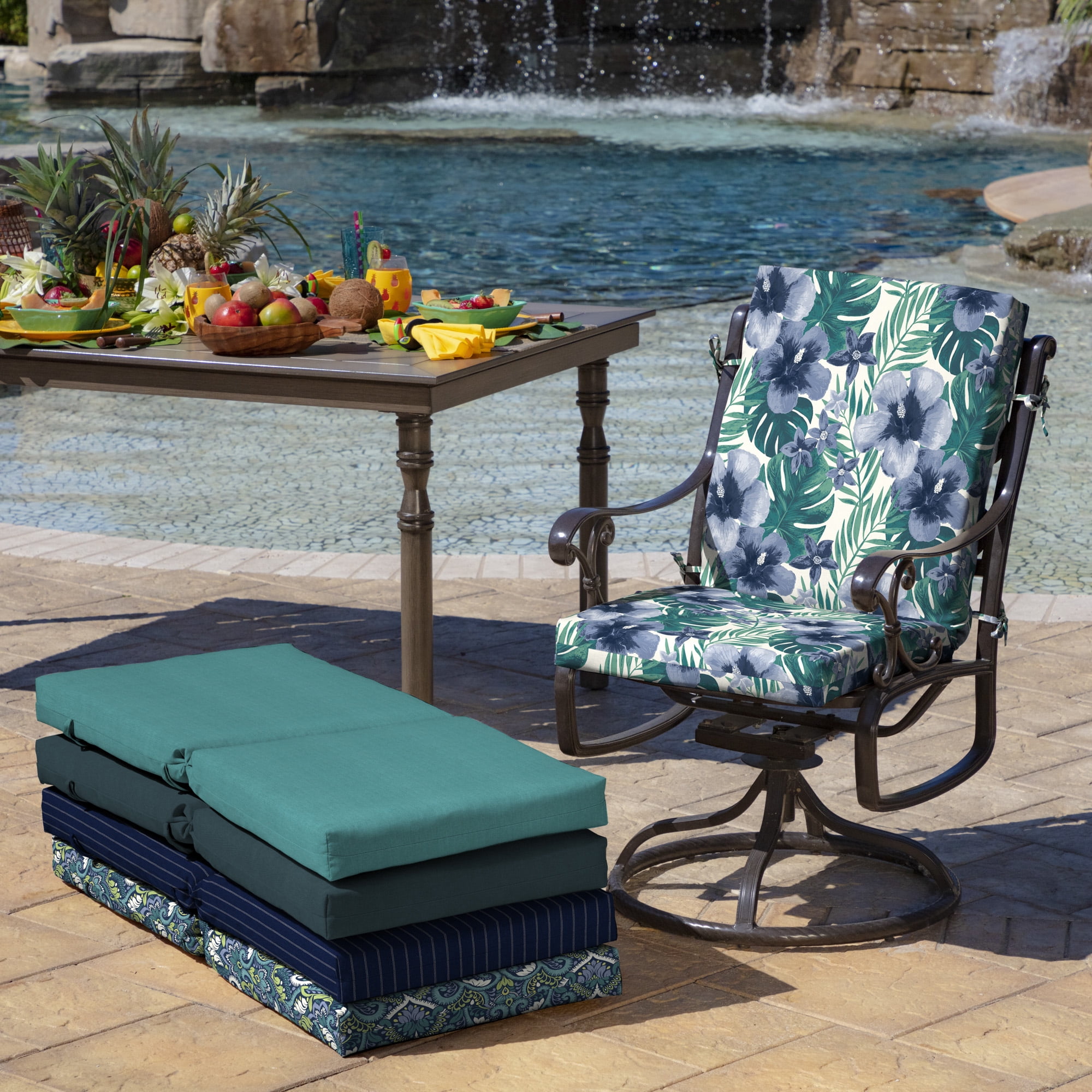 ARDEN Outdoor Dining Chair Cushion 20 x 20, Water Repellent, Fade Resistant 20 x 20, Salome Tropical