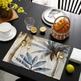 thumbnail image 3 of Palm Trees Placemats Set of 6, Blue Brown Vintage Watercolor Tropical Placemats for Dining Table, Place Mats for Kitchen Tabletop, Waterproof Wipeable Dining Table Mats Set, 3 of 9