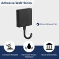 thumbnail image 3 of Ganchos adhesivos Uxcell, paquete de 6, ganchos adhesivos para pared, ganchos cuadrados para toallas, negro, 3 of 7
