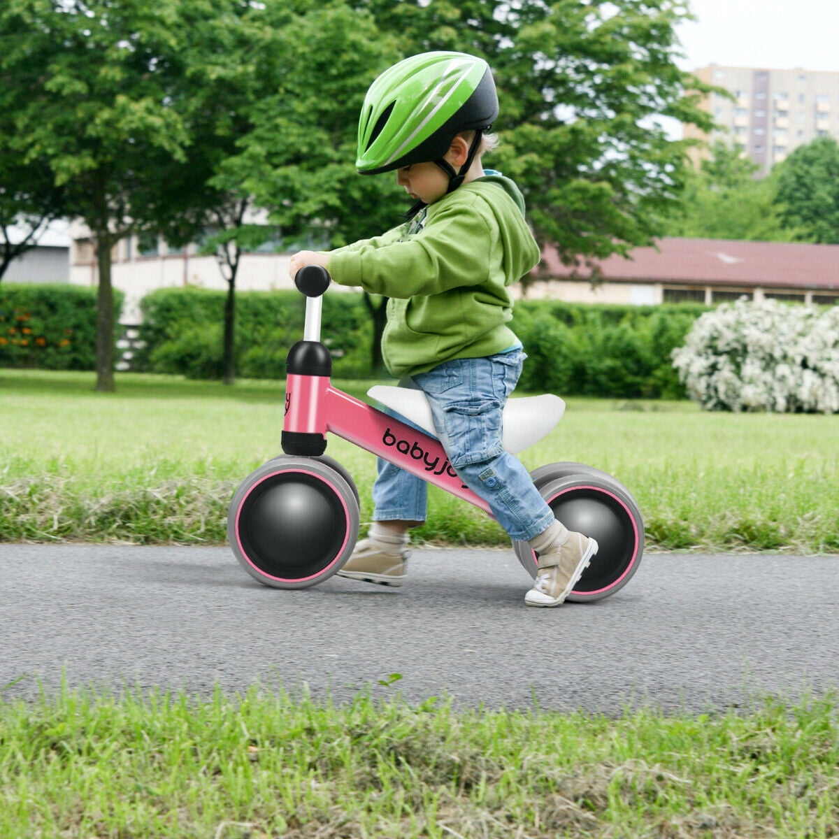Babyjoy 4 Wheels Baby Balance Bike Children Walker No Pedal Toddler Toys Rides Pink