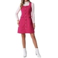 thumbnail image 2 of INSPIRE CHIC Tweed Dress for Women's Sleeveless Square Neck Button Down A-Line Pinafore Overall Dresses XS Hot Pink, 2 of 6